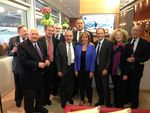 René GACHASSIN, président de la FFT Fédération Française de Tennis, reçoit les parlementaires à Roland Garros, dont les sénateurs Françoise Laborde, François Fortassin, Dider Guillaume et Jean-Marc Todeschini.