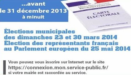 Elections 2014 : Pensez à vous inscrire sur les listes électorales